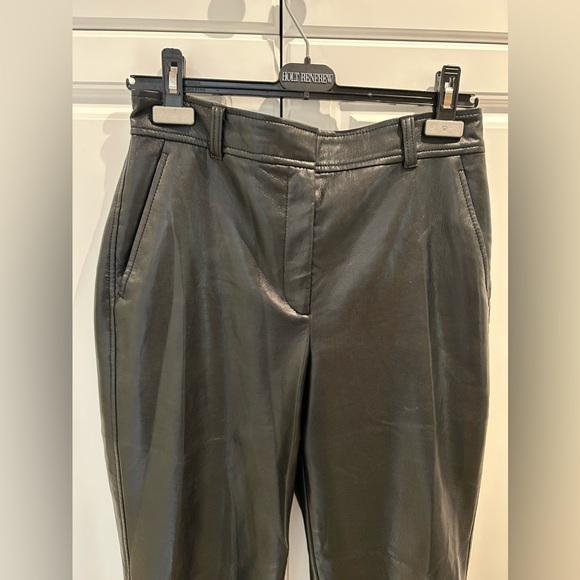 Aritzia Babaton Black Faux Leather Straight Leg Pants Size 8US - Picture 2 of 4